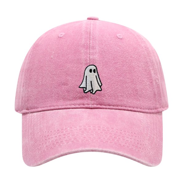 Ghost Embroidered Vintage Washed Dad Hat, Unisex Adjustable Baseball Cap, Casual Halloween Holiday Outdoor Cotton Hat
