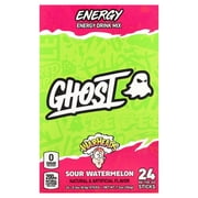 Ghost Energy Drink Mix, Warheads , Sour Watermelon, 24 On-The-Go Sticks, 0.3 oz 8.5 g Each