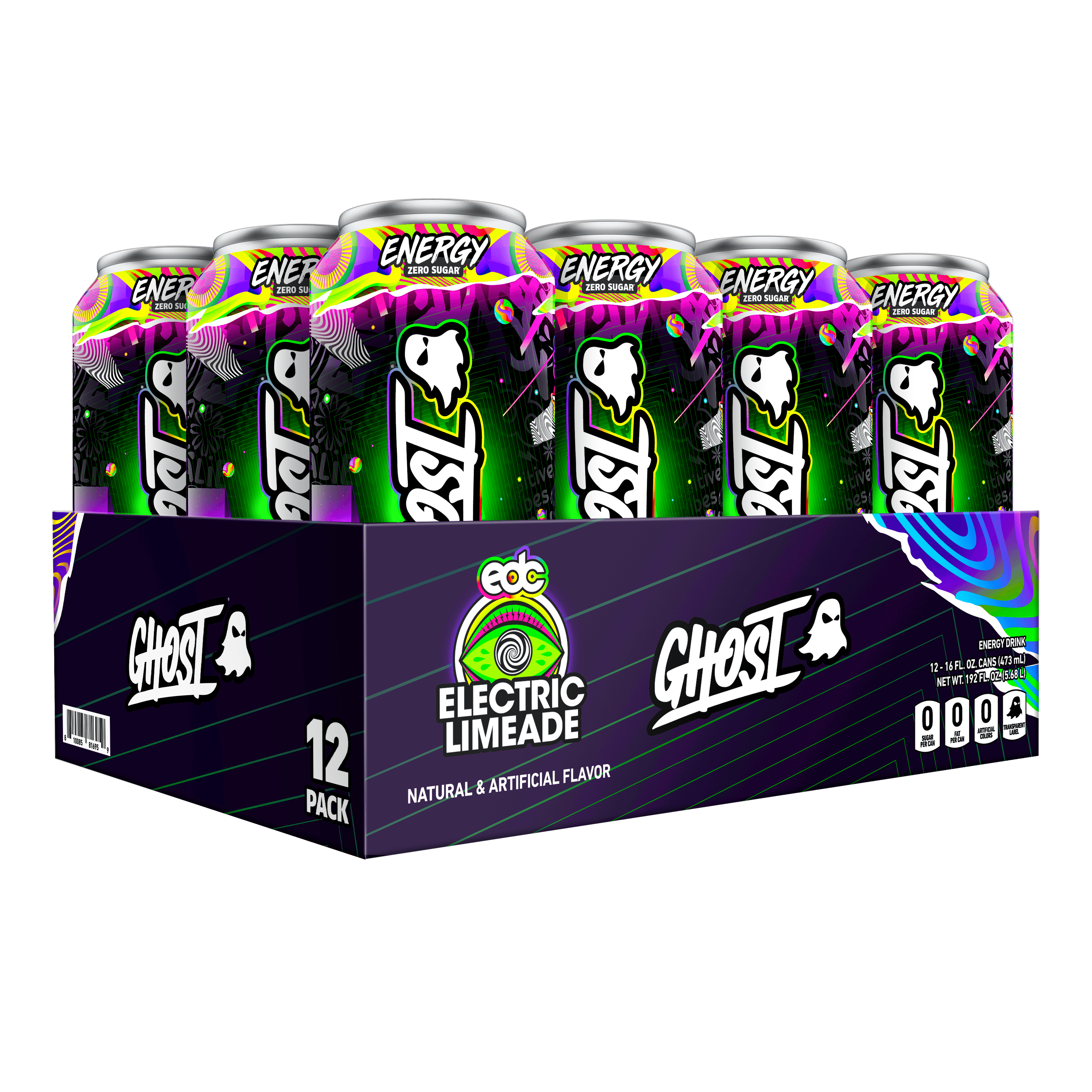 Ghost Energy Drink Electric Limeade, 12pk, 16 oz Cans