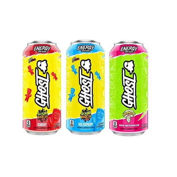Ghost Energy Ready to Drink 16 Ounce Cans Sour Patch Kids/Warheads Variety Pack, 12 Cans