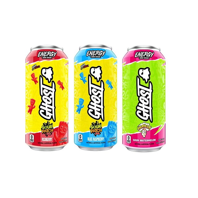 Ghost Energy Ready to Drink 16 Ounce Cans (Sour Patch Kids/Warheads Variety Pack, 12 Cans