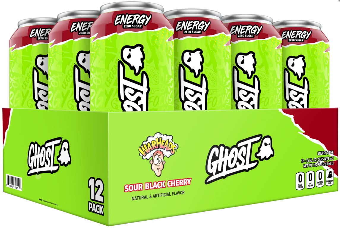 Ghost Energy Sour Black Cherry Warheads 12 Pack 16 fl oz