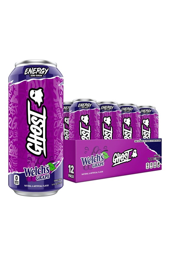 Zero Sugar Energy Drink, Welch's Grape, 16 oz Can, 12 Pk