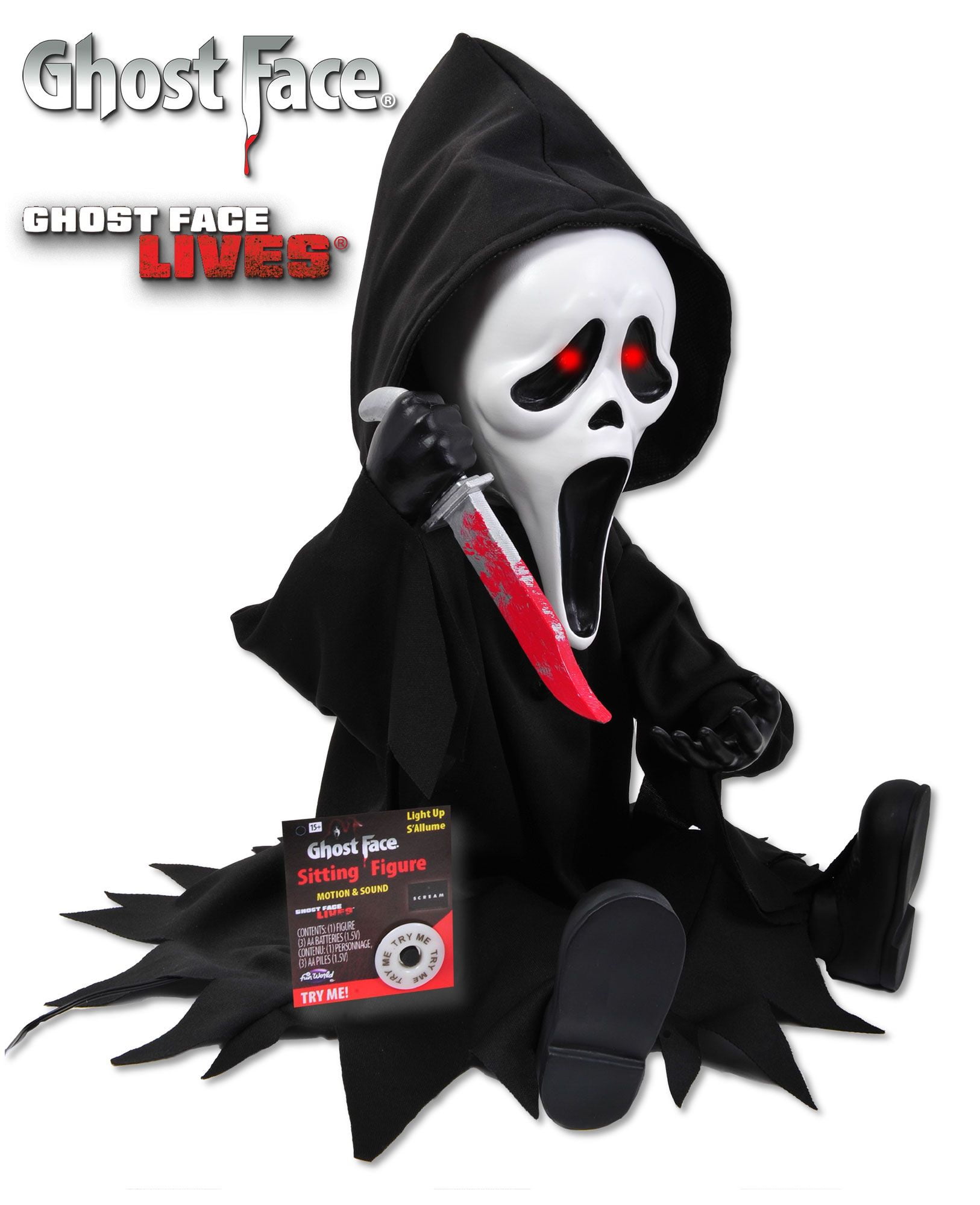 Ghost Face- 11" Light Up Animated Sitting Figure Fun World