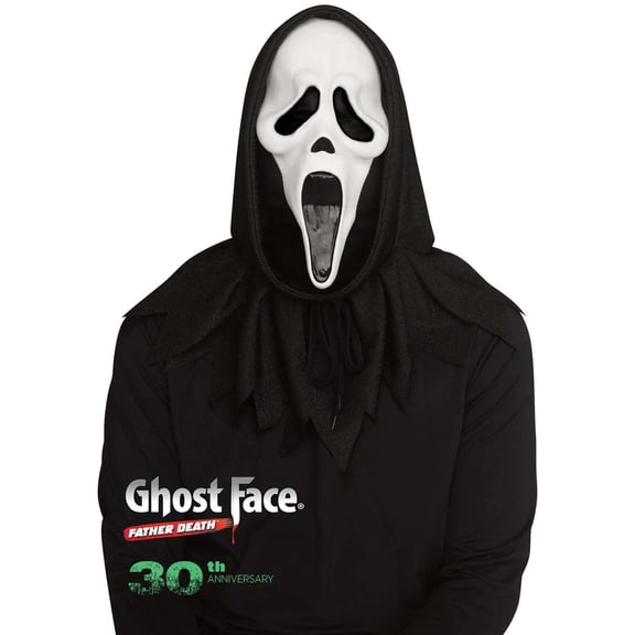 Fun World Ghost Face Adult 30th Anniversary Movie Mask, One Size Fits Most, White