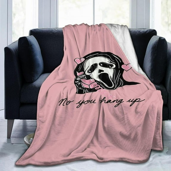 Ghost-Face Blanket Horror Movie Throw Blanket Anti-Pilling Plush Blanket Lightweight & Ultra-Soft, Warm & Comfy Flannel Fleece Blanket for Couch, Bed, Sofa, 40x50