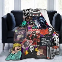 Ghost-Face Blanket Horror Movie Throw Blanket Anti-Pilling Plush Blanket Lightweight & Ultra-Soft, Warm & Comfy Flannel Fleece Blanket for Couch, Bed, Sofa, 50x60