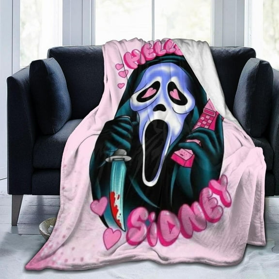 Ghost-Face Blanket Horror Movie Throw Blanket Anti-Pilling Plush Blanket Lightweight & Ultra-Soft, Warm & Comfy Flannel Fleece Blanket for Couch, Bed, Sofa, 50x60