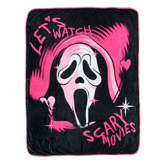 Ghost Face Blanket Let's Watch Scary Movies 45" x 60" Micro Raschel Throw