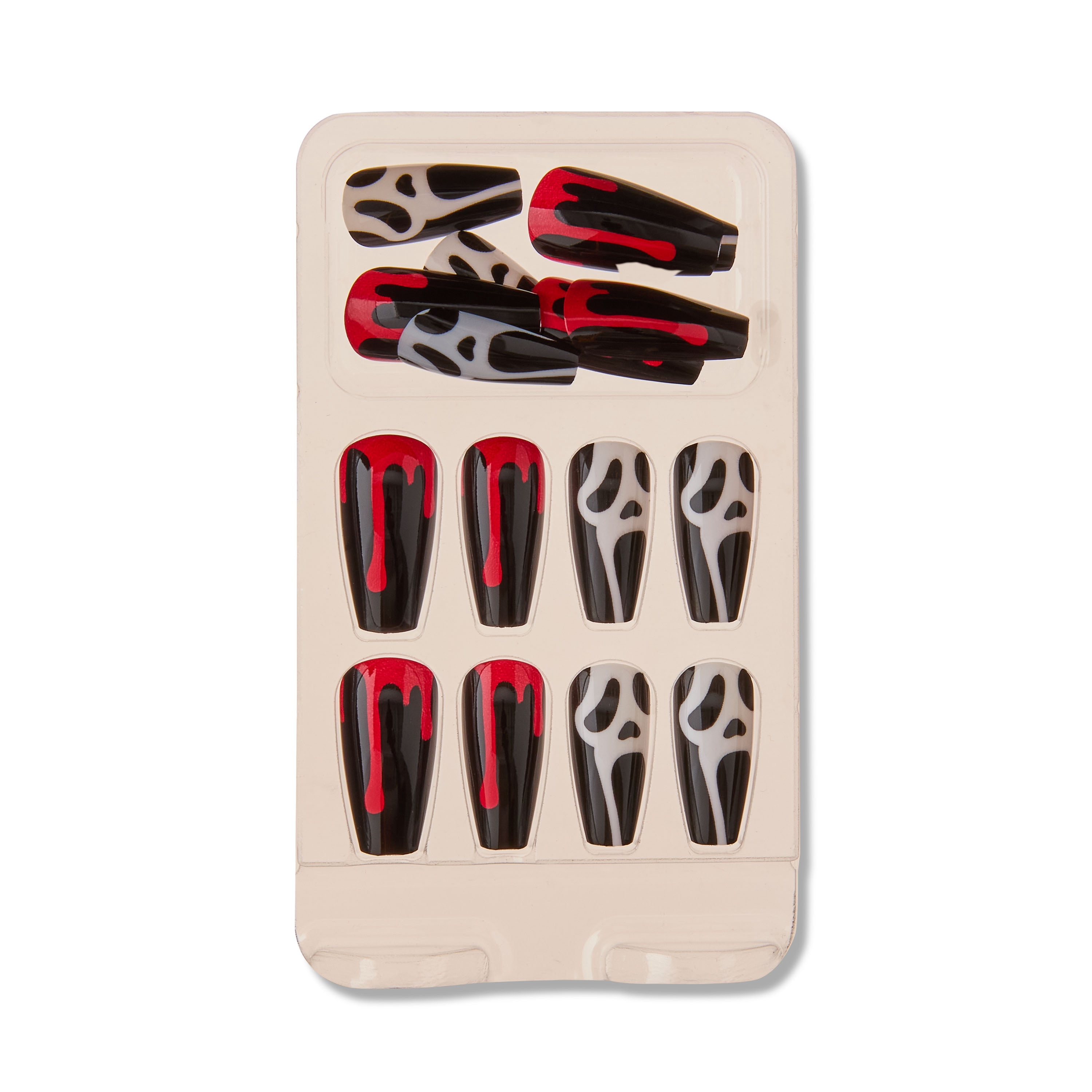 Ghost Face Bloody Nails, Halloween Press-On Nails for Adults, 24pk, by Fun World