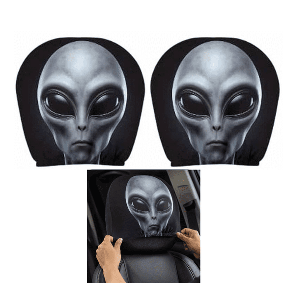 Ghost Face Car Headrest Covers, 2Pcs Stretchy Head Rest Protector with Funny Cartoon Print, Seat Headrest Protector in Soft Polyester Fabric for Auto Car SUV Truck Interior Decoration(C)