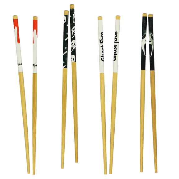 Ghost Face Chopsticks 4-Pair 9.5" Scream Horror Movie Reusable Bamboo Utensil Set