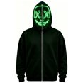 thumbnail image 1 of Ghost Face Full Zip Masked Hoodie, Black Long Sleeve Glowing Hooded Sweatshirt Outfit for Men Women Halloween, 1 of 3