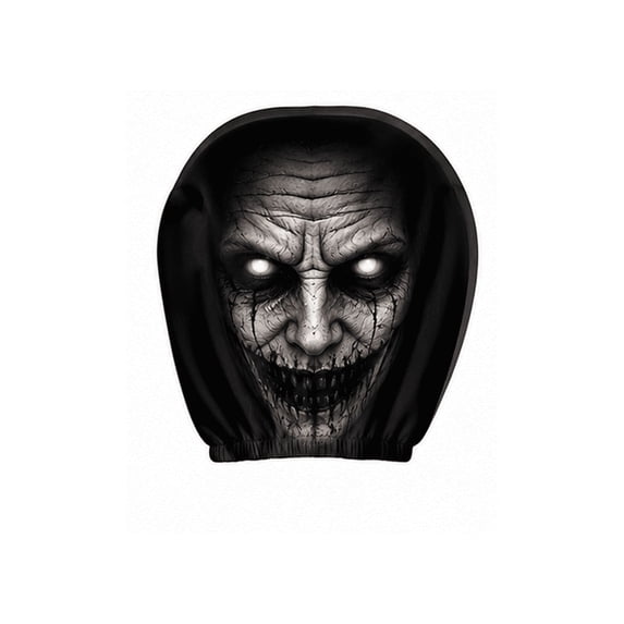 Ghost Face Headrest Covers, 2 Pcs Scary Headrest Covers for Cars | Spooky Creepy Halloween Auto Head Rest Protector with Ghost Face Mask Design for All Car - D