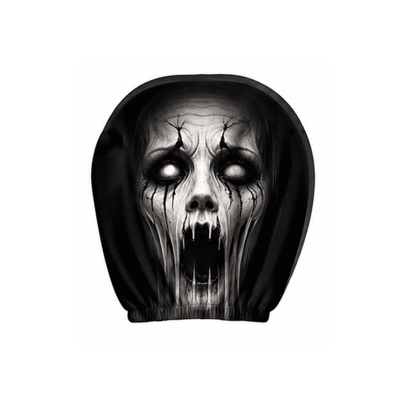 Ghost Face Headrest Covers, 2 Pcs Scary Headrest Covers for Cars | Spooky Creepy Halloween Auto Head Rest Protector with Ghost Face Mask Design for All Car -E