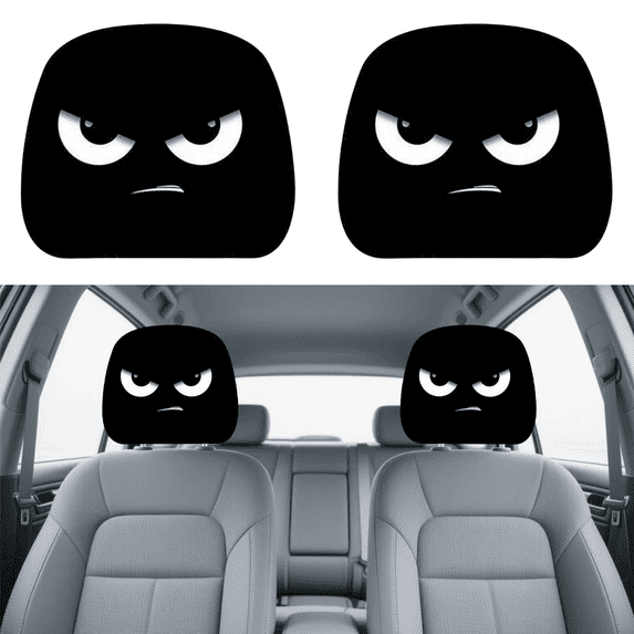 Ghost Face Headrest Covers, 2PCS Stretchy Seat Headrest Protector, Scary Covers for Cars, Funny Cover for Auto, Truck, Vehicle, SUV, Washable Elastic Fabric, Interior Accessories (Style-H)