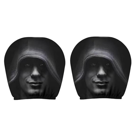 Ghost Face Headrest Covers 2Pcs Spooky Car Interior Upgrade Halloween Themed Headrest Protector Breathable Soft Fabric Easy Install for Vehicle Auto SUV (A)
