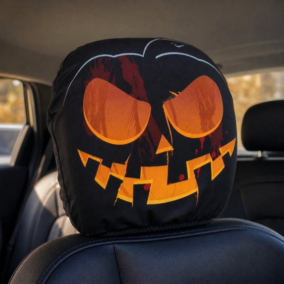 Ghost Face Headrest Covers, Scary Covers for Cars, Stretchy Seat Headrest Protector, Funny Cover for Auto, Vehicle, Truck, SUV, Washable Elastic Fabric, Interior