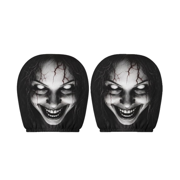 Ghost Face Headrest Covers, Scary Face Printing Auto Seat Universal Halloween Elastic Models Headrest Protector-Eye Effects Cover Funny Decoration for Car Interior Vehicle Truck SUV (E)