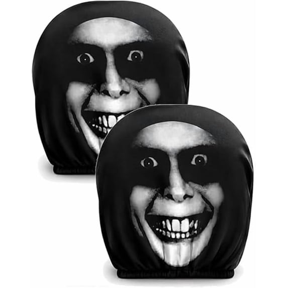 Ghost Face Headrest Covers, Scary Face Printing Auto Seat Universal Halloween Elastic Models Headrest Protector, Eye Effects Cover Funny Decoration for Car Interior Vehicle Truck SUV