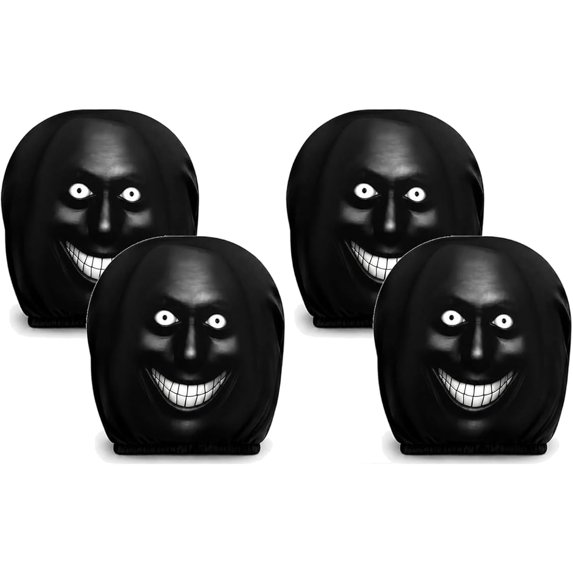 Ghost Face Headrest Covers, Scary Face Printing Auto Seat Universal Halloween Elastic Models Headrest Protector-Eye Effects Cover Funny Decoration for Car Interior Vehicle Truck SUV (F Type, 4PCS)
