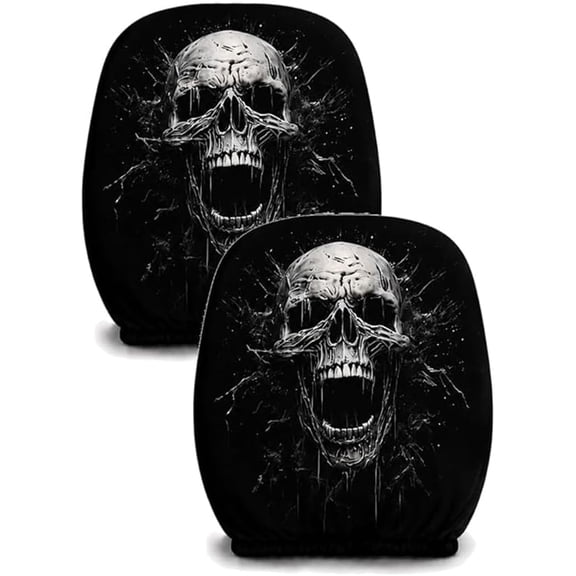 Ghost Face Headrest Covers, Scary Headrest Covers For Cars Stretchy 2/4Pack - Universal Fit & Spooky Decor for Halloween Parties & Daily Commute