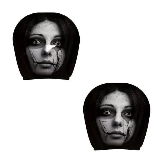 Ghost Face Headrest Covers, Set of 2 Funny Scary Headrest Covers for Cars, Breathable Washable Head Rest Cover Protector, Halloween Car Interior Decoration Accessories