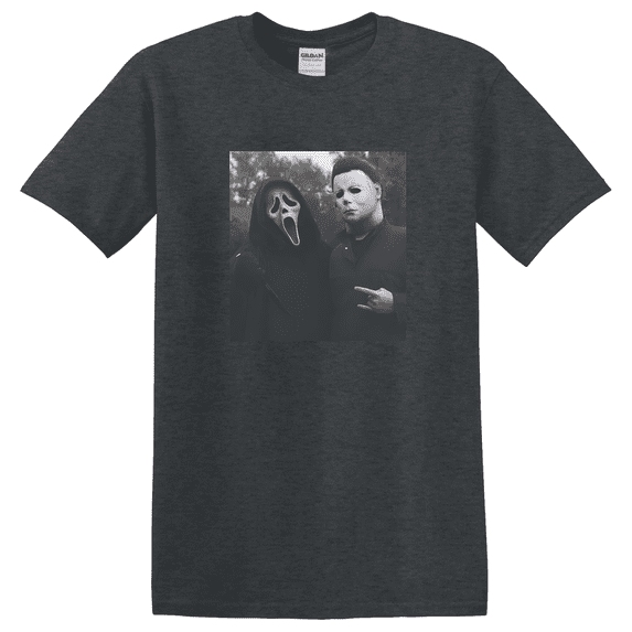 Ghost Face Heart Hands Horror Movie Inspired Graphic T-Shirt