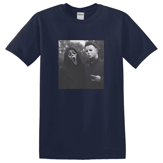 Ghost Face Heart Hands Horror Movie Inspired Graphic T-Shirt