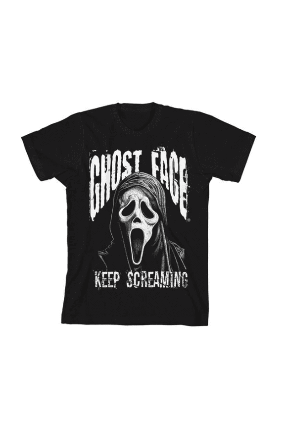 Ghost Face Keep Screaming Distressed Graphic Youth Boys Short Sleeve Tee Scream Character T-Shirt-Large
