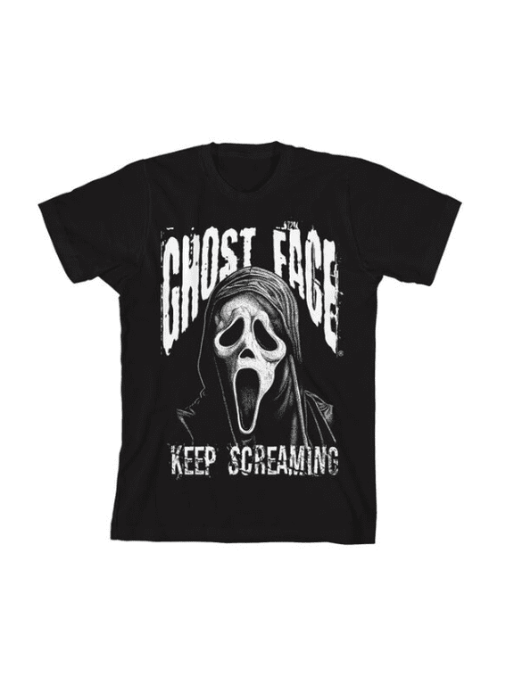 Ghost Face Keep Screaming Distressed Graphic Youth Boys Short Sleeve Tee Scream Character T-Shirt-Medium
