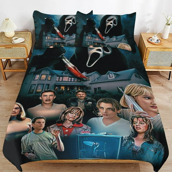 Ghost-Face Kids Bedding 3 Piece Twin Size Kids Bed Duvet Cover with Pillowcases