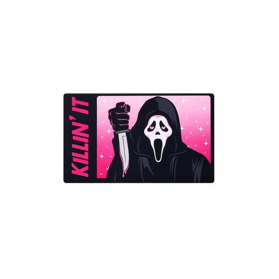 Ghost Face Killin' It Doormat, Halloween Ghost Face Pink Doormat