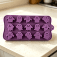 thumbnail image 1 of Ghost Face Molds, Halloween Silicone Molds for Chocolate, Candy, Jelly, Wax Melt, Ice Cubes, Cake Decorations（Purple#2）, 1 of 6
