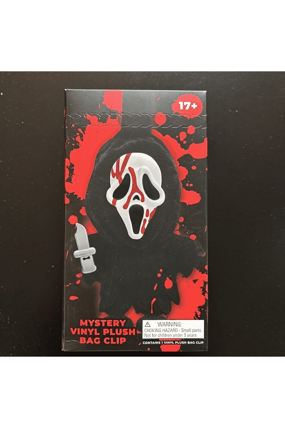Ghost Face Mystery Plush Bag Clip, Halloween Cute Stuffed Keychain Toy, Surprise Blind Box Backpack Charm Random 1Pc