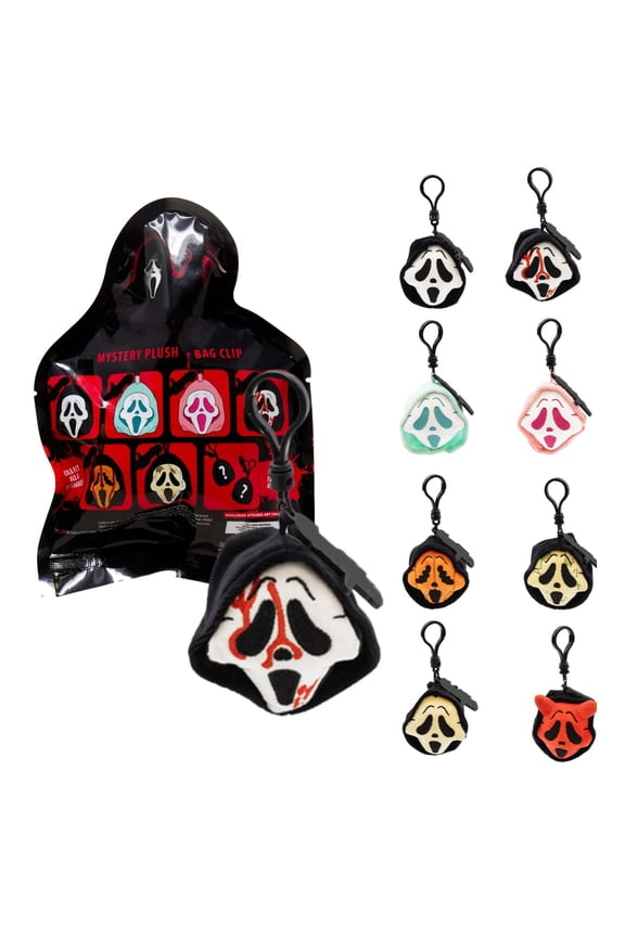 Ghost Face Mystery Vinyl Plush Bag Clip, Ghost Mask Plush Keychain for Purse Backpack Keys Display Halloween Gift, Random