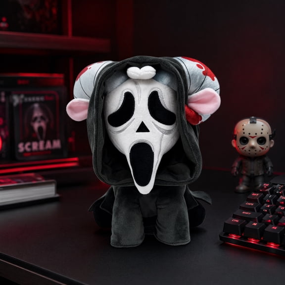 Ghost Face Rammie Plush, Horror Plush Toy with Delicate Ram Horns, 9" Soft Doll for Summer Halloween Home Display