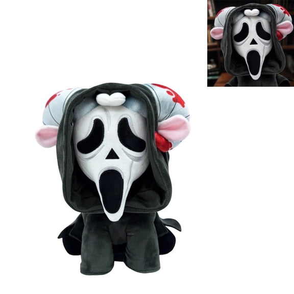 Ghost Face Rammie Plush, Spooky Doll with Eye-Catching Ram Horns, 9 Inch Toy, Wonderful Gift for Summer Halloween Enthusiasts