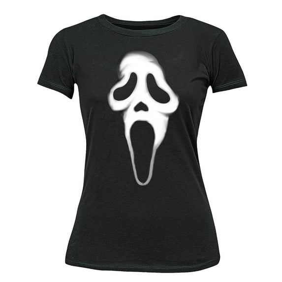 Ghost Face Scary Halloween Costume Shirt Funny Movie Semi Fitted Women's T-shirt, L, Black