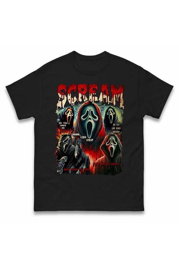 Ghost Face Scream Mens Tee Top,Black Color,Size M