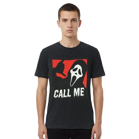 Ghostface T-Shirt Men's Call Me Horror Distressed Short Sleeve Graphic Tee