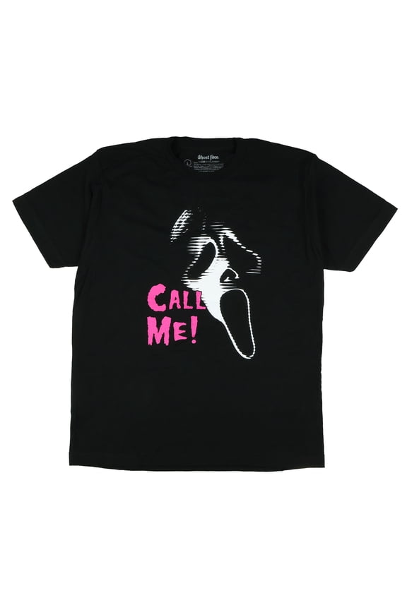 Ghost Face T-Shirt Men’s Glitch Mask Call Me Graphic Print Crewneck T-Shirt
