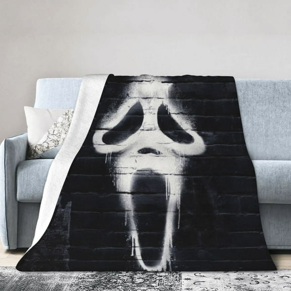 Ghost-Face Throw Blanket,Horror Movie Flannel Blanket for Kids Couch Bed 30" x 40"