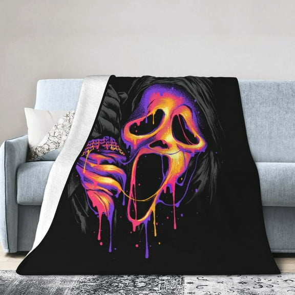 Ghost-Face Throw Blanket,Horror Movie Flannel Blanket for Kids Couch Bed 30" x 40"