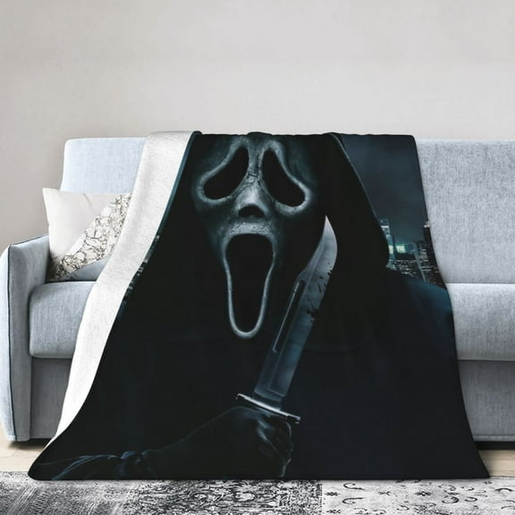 Ghost-Face Throw Blanket,Horror Movie Flannel Blanket for Kids Couch Bed 40" x 50"
