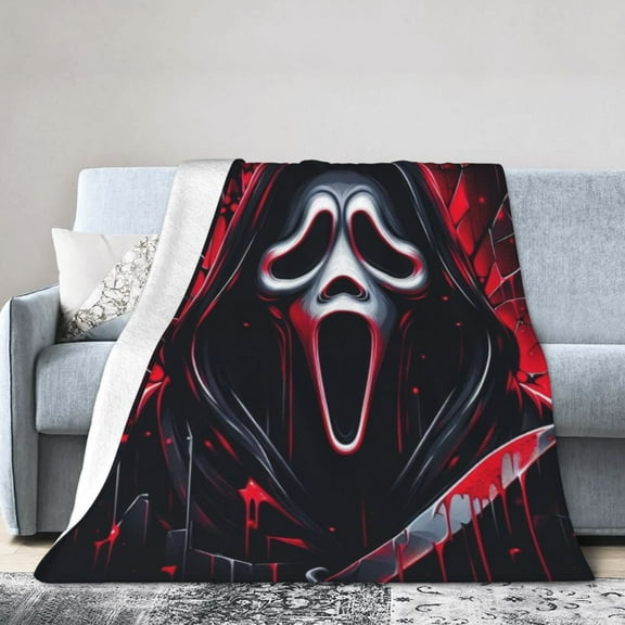 Ghost-Face Throw Blanket,Horror Movie Flannel Blanket for Kids Couch Bed 40" x 50"