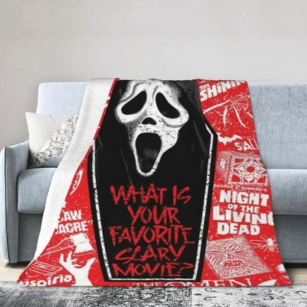 Ghost-Face Throw Blanket,Horror Movie Flannel Blanket for Kids Couch Bed 40" x 50"