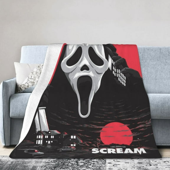 Ghost-Face Throw Blanket,Horror Movie Flannel Blanket for Kids Couch Bed 50" x 60"