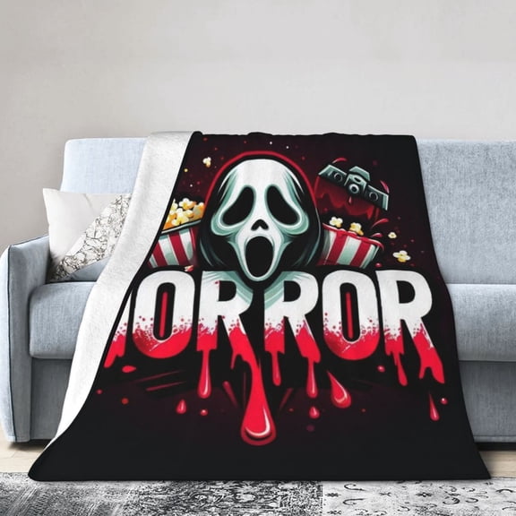Ghost-Face Throw Blanket,Horror Movie Flannel Blanket for Kids Couch Bed 50" x 60"