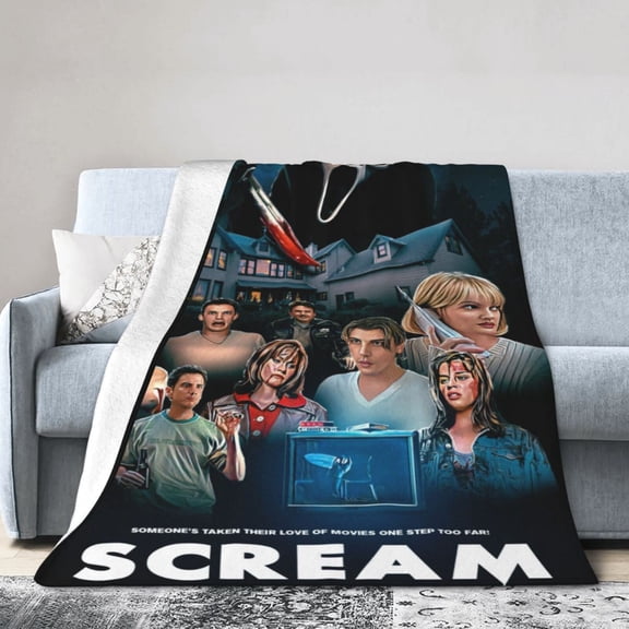 Ghost-Face Throw Blanket,Horror Movie Flannel Blanket for Kids Couch Bed 50" x 60"